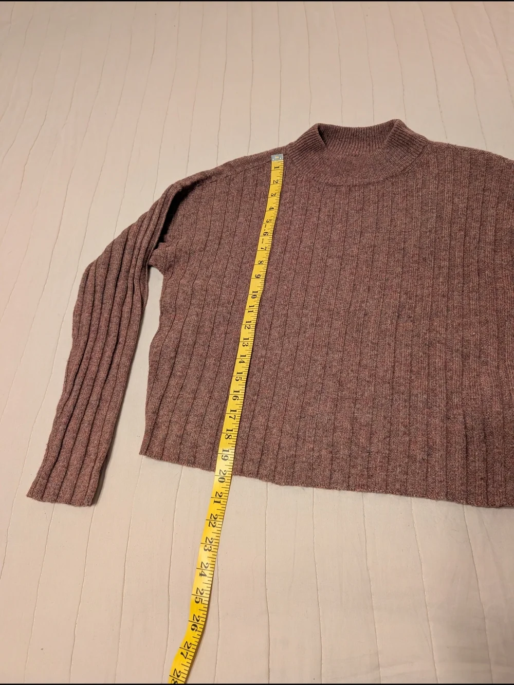 NWOT Madewell Ribbed Mock Neck Crop Sweater Small Wool Blend Pullover